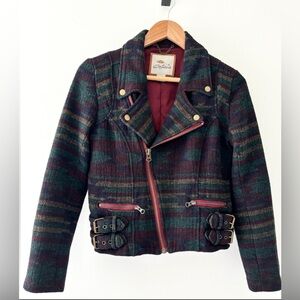 BOB TIMBERLAKE Bass Pro Multicolor Wool Blend Womens Aztec Print Moto Jacket